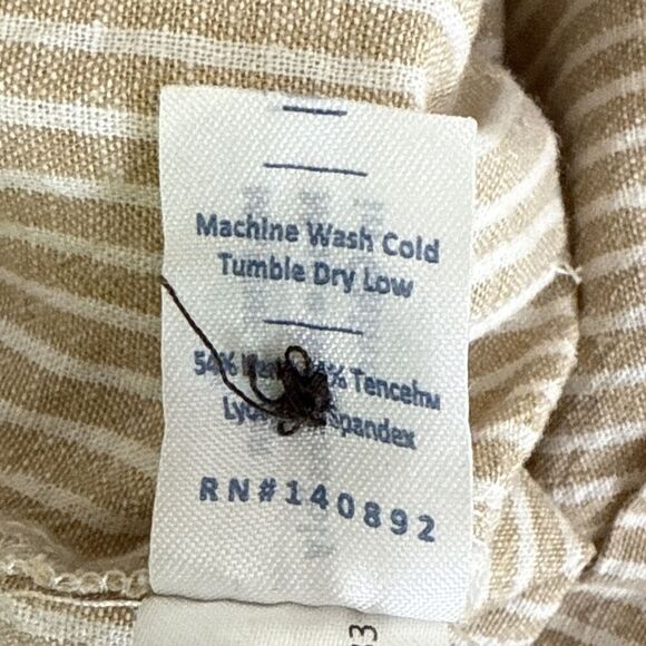 Marine Layer size S Hemp Tencel Blend Romper Pants Tan White Striped Womens - Picture 11 of 13